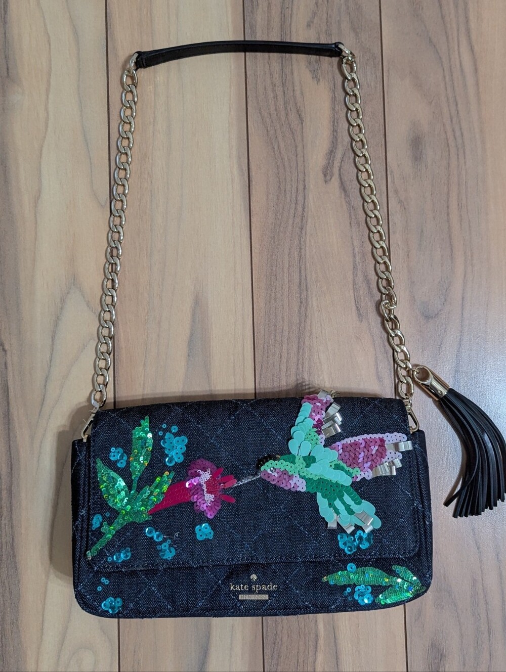 EUC! Kate Spade New York Emerson Place Hummingbird Sequin Embellished Bag